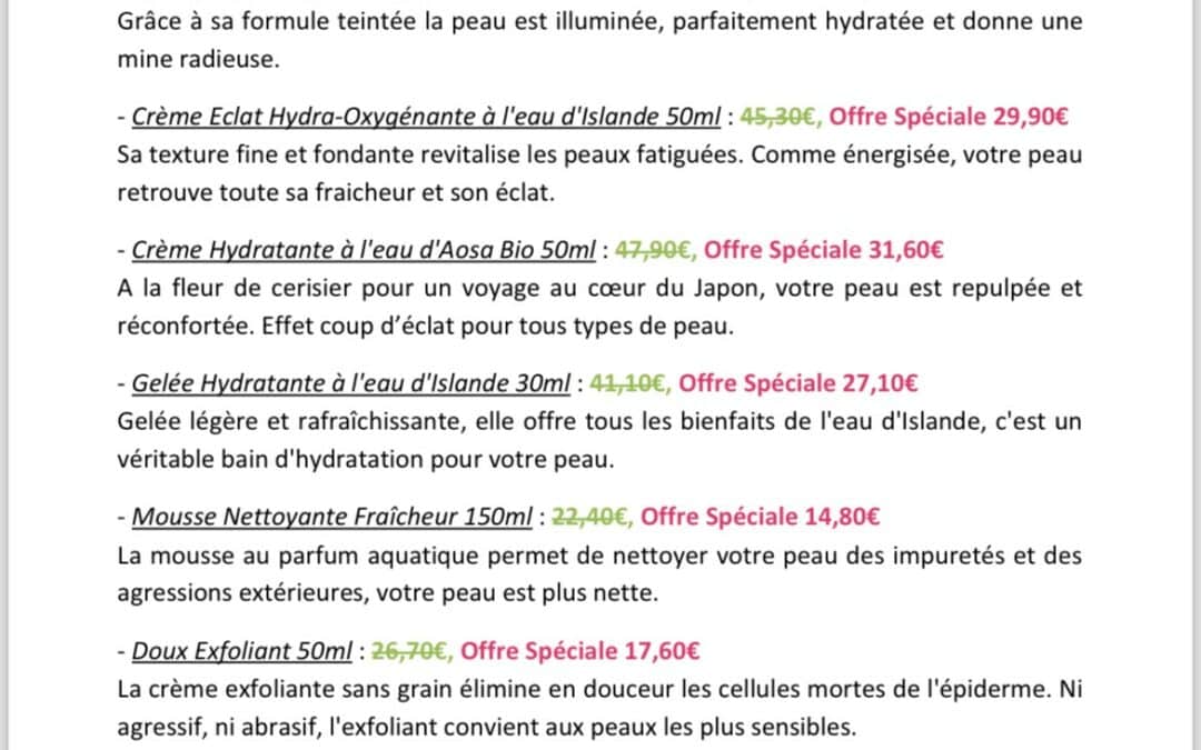 Offres spéciales PHYTOCEANE